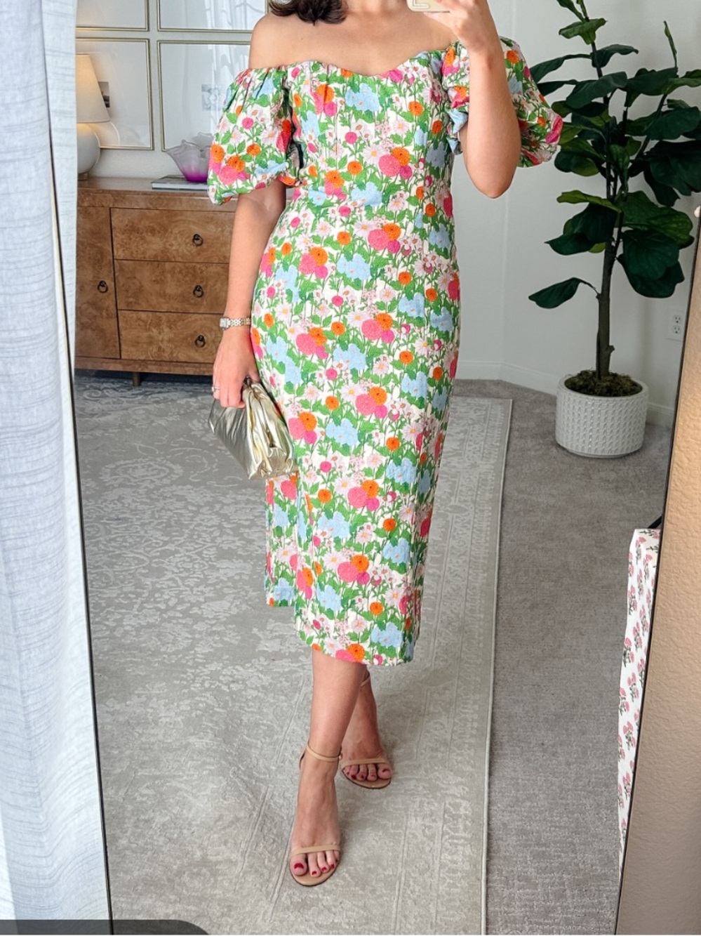 EUC Tuckernuck Hyacinth House Multi Begonia Sallie Midi Dress, Size Small
